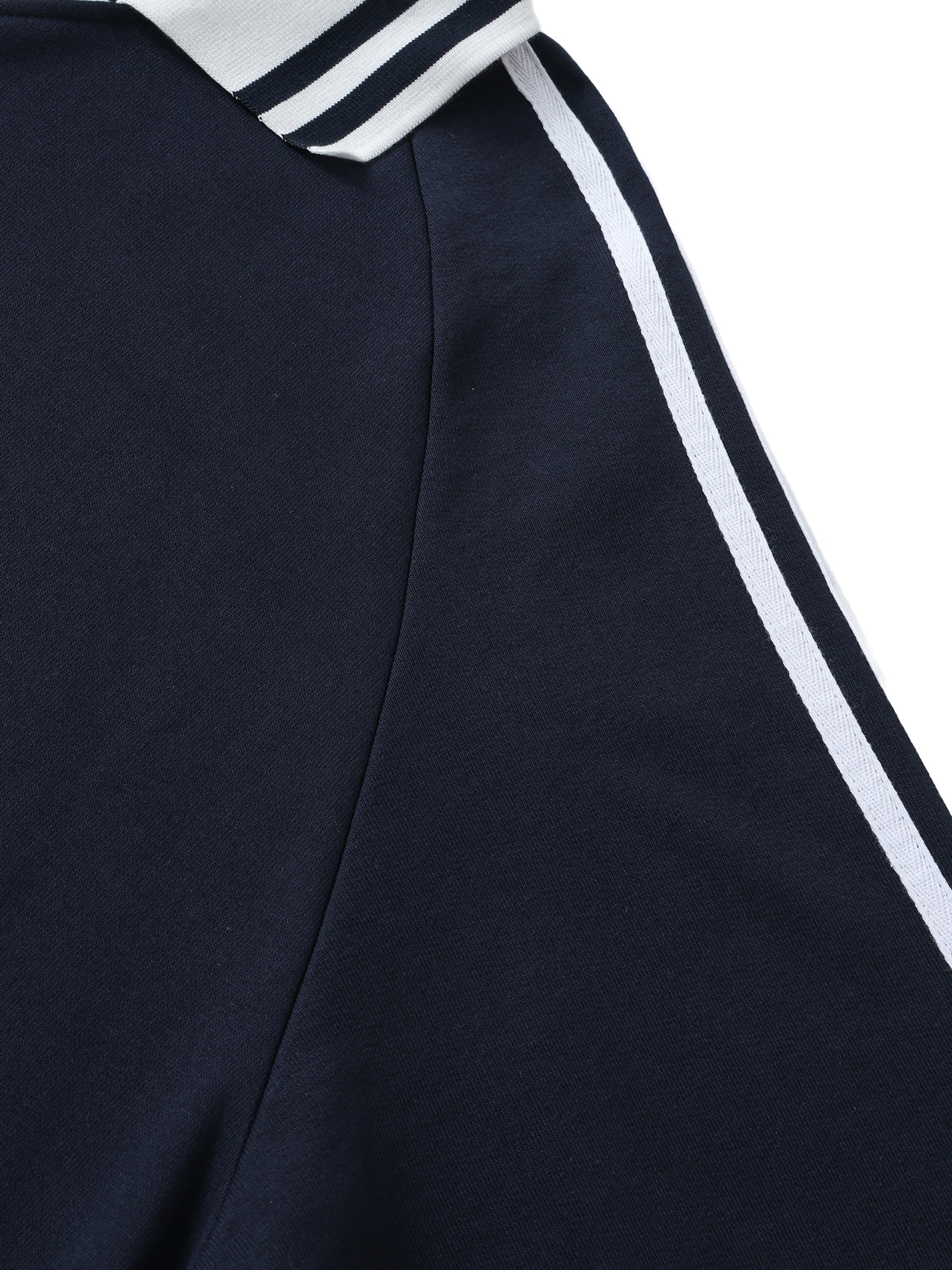 Anguilla Boy Contrast Striped Lapel Collar Sweatshirt